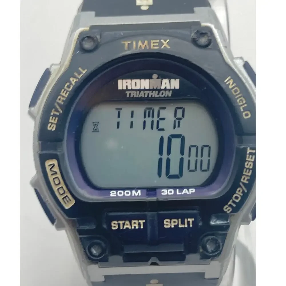 Timex Ironman Triathlon Shock Mens Digital Sport Watch 30 Lap WR 200m Adjustable